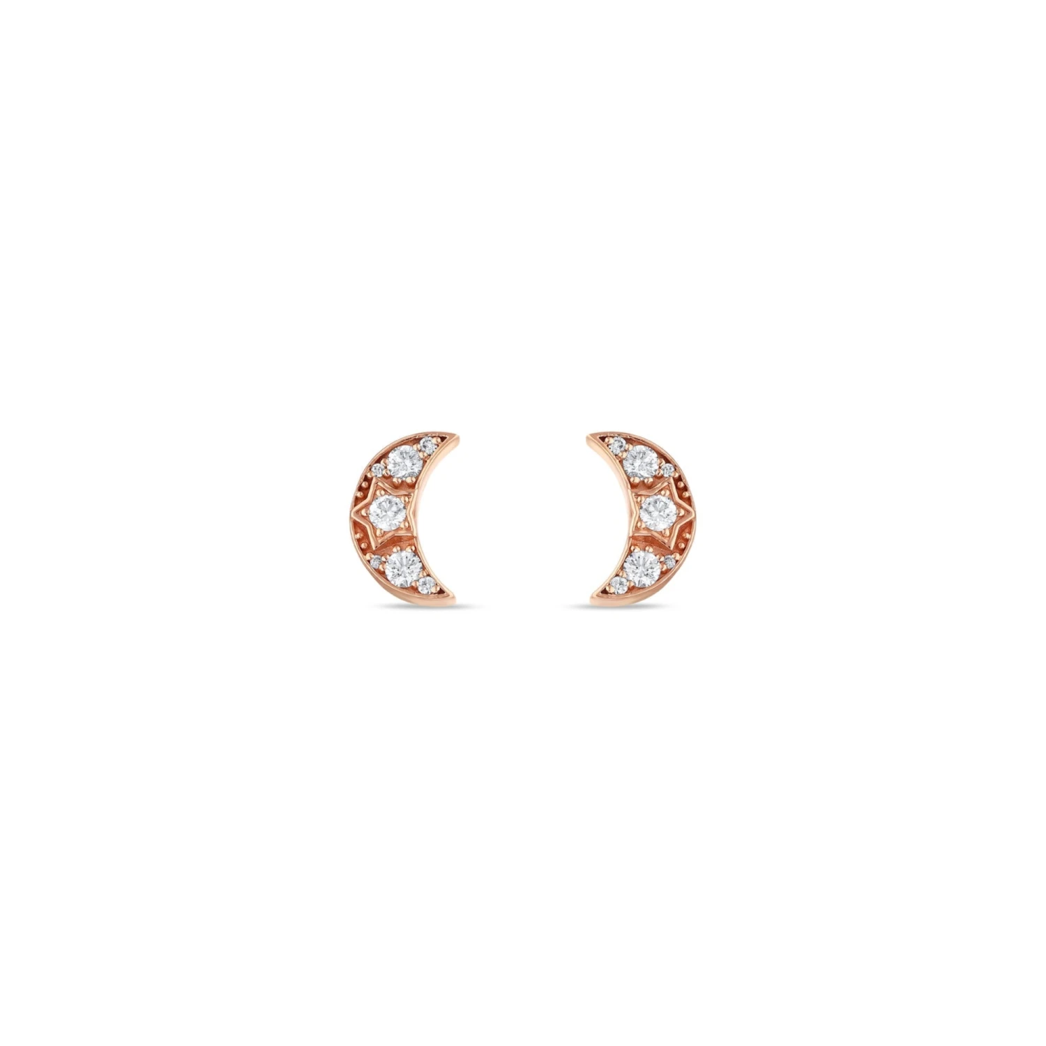 CRESCENT GOLD DIAMOND EARRINGS 3 CRESCENT GOLD DIAMOND EARRINGS