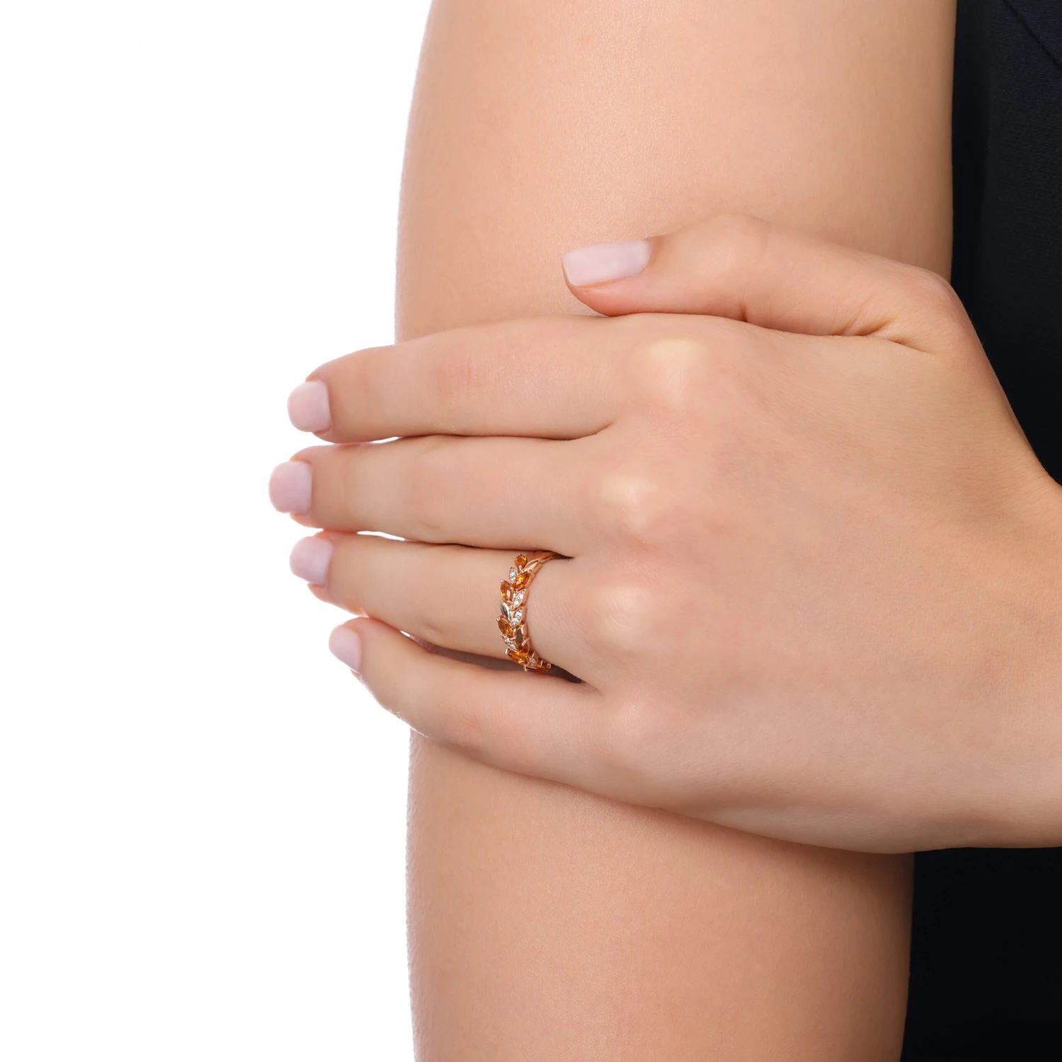 WHEAT GOLD DIAMOND CITRINE RING 5 WHEAT GOLD DIAMOND CITRINE RING - Image 3