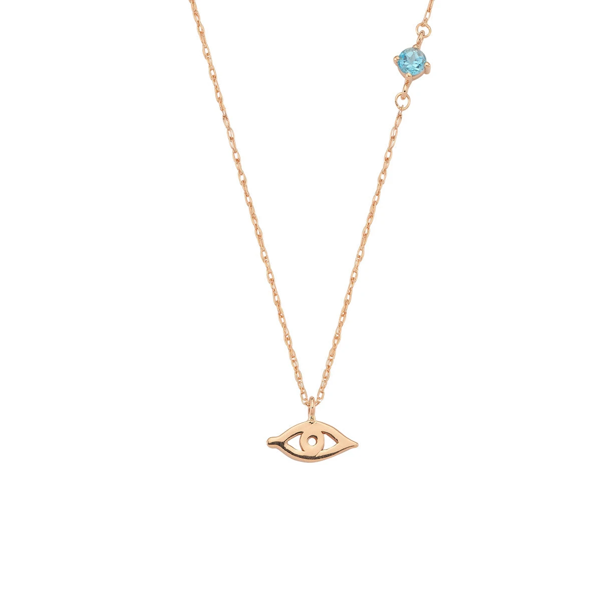 EYE LIGHT GOLD BLUE TOPAZ NECKLACE 3 EYE LIGHT GOLD BLUE TOPAZ NECKLACE