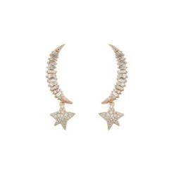 THE MOON & THE STAR 18K GOLD DIAMOND EARRINGS