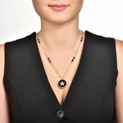 SIRIUS STAR 18K GOLD DIAMOND ONIX CHAIN NECKLACE -Bee Goddess BESLIY18KXLSPLKONAZPGKL 1 f2565e75 894d 4f12 8d90 af99a46565a8