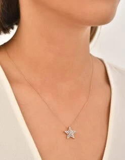 SIRIUS STAR GOLD BAGUETTE DIAMOND MEDIUM NECKLACE -Bee Goddess BESLIYMKBGKL