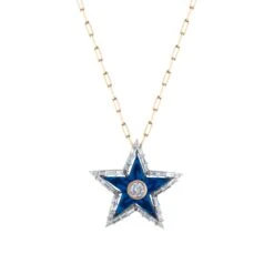 SIRIUS STAR GOLD BAGUETTE DIAMOND CHAIN NECKLACE