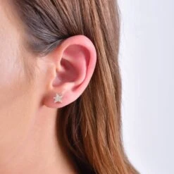 SIRIUS STAR GOLD DIAMOND SINGLE SMALL EARRING -Bee Goddess BESLIYSTFPGKP