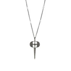 AXE SILVER BLACK DIAMOND NECKLACE