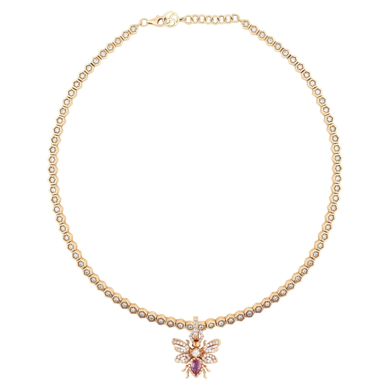 QUEEN BEE GOLD DIAMOND PINK SAPPHIRE PENDANT 5 QUEEN BEE GOLD DIAMOND PINK SAPPHIRE PENDANT - Image 3
