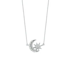 THE MOON & NORTH STAR GOLD DIAMOND NECKLACE