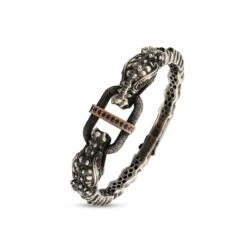 DRAGON GOLD BLACK DIAMOND RUBY BANGLE BRACELET