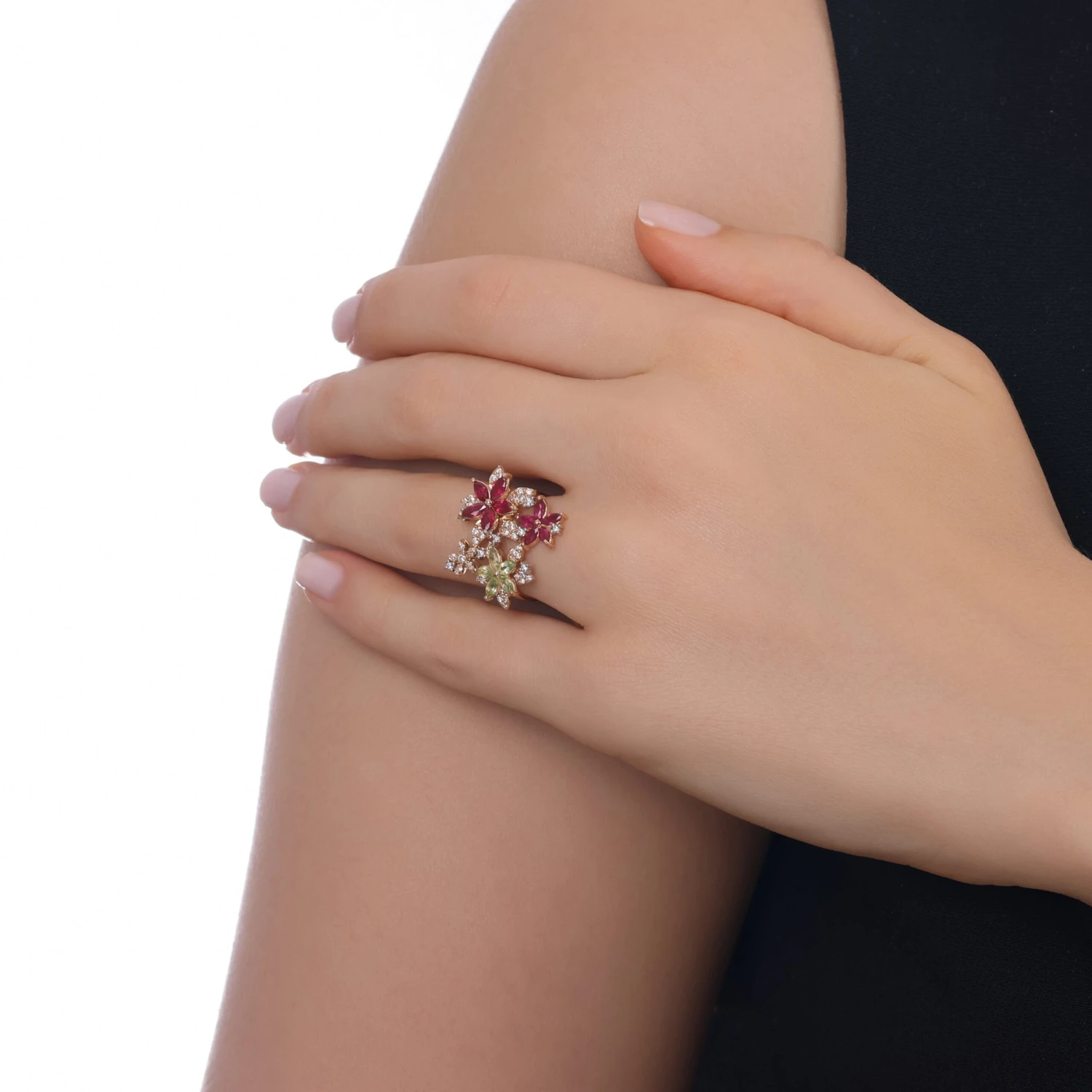APPLE SEED 18K GOLD DIAMOND RUBY RING 4 APPLE SEED 18K GOLD DIAMOND RUBY RING - Image 2