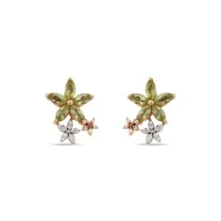 APPLE SEED GOLD DIAMOND PERIDOT EARRINGS