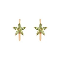 APPLE SEED GOLD PERIDOT HOOP EARRINGS