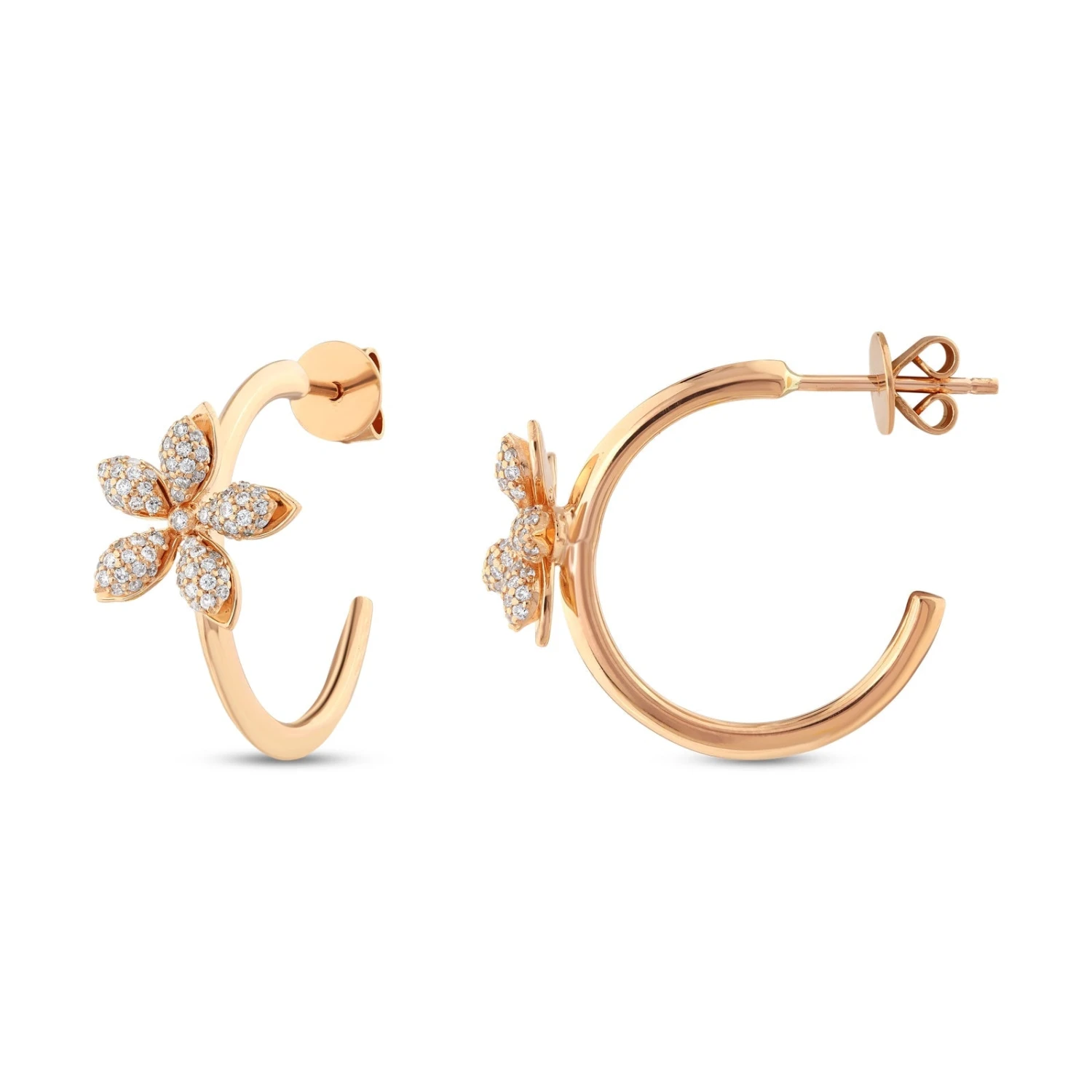 APPLE SEED GOLD DIAMOND HOOP SMALL EARRINGS 4 APPLE SEED GOLD DIAMOND HOOP SMALL EARRINGS - Image 2