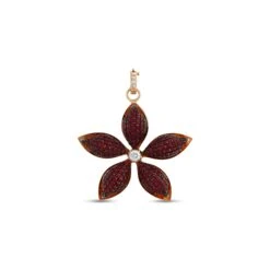 APPLE SEED GOLD SOLITARE DIAMOND RUBY XLARGE PENDANT