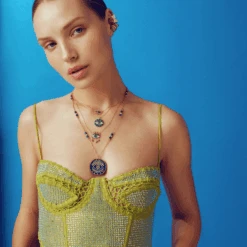 EYE LIGHT BLUE DIAMOND NECKLACE -Bee Goddess EYE LIGHT BLUE DIAMOND NECKLACE Bee Goddess 5148