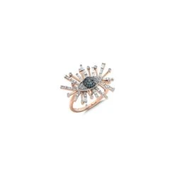 EYE LIGHT GOLD BLUE BAGUETTE DIAMOND RING