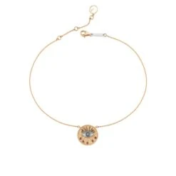 EYE LIGHT GOLD BLUE DIAMOND RUBY ANKLET