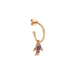 FISH GOLD DIAMOND AMETHYST SINGLE EARRING