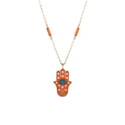 HAMSA CORAL CHAIN DIAMOND NECKLACE