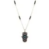 FATIMA'S HAND GOLD BLACK DIAMOND ONIX NECKLACE -Bee Goddess FTMLSMONPAZGKL 2