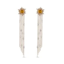 SUN GLAMOROUS GOLD DIAMOND CITRINE EARRINGS