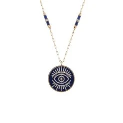 EYE LIGHT 18K GOLD DIAMOND LAPIS XLARGE NECKLACE