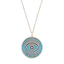 EYE LIGHT GOLD DIAMOND TURQUOISE NECKLACE