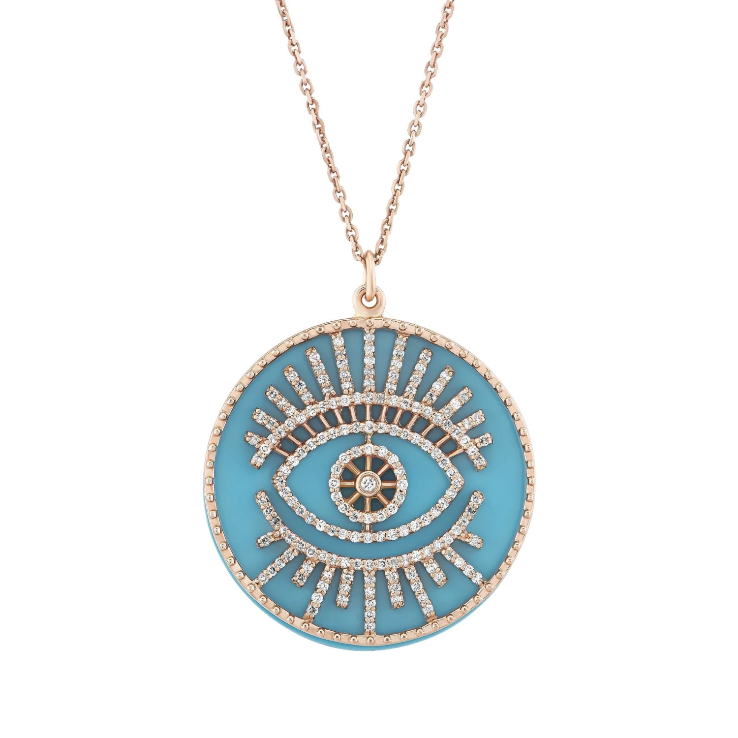 EYE LIGHT GOLD DIAMOND TURQUOISE NECKLACE 4 EYE LIGHT GOLD DIAMOND TURQUOISE NECKLACE - Image 2