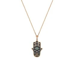 HAMSA GOLD BLUE DIAMOND NECKLACE