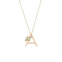 LETTER A GOLD PERIDOT NECKLACE