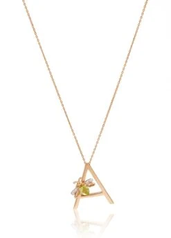 LETTERS A SMOKY TOPAZ GOLD DIAMOND NECKLACE