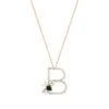 LETTER B GOLD DIAMOND EMERALD SMALL NECKLACE