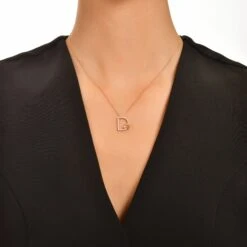 LETTER D GOLD CITRINE DIAMOND NECKLACE -Bee Goddess HARFDPCTFPGKL 3