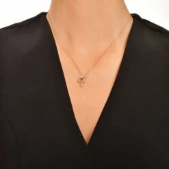 LETTER F GOLD AMETHYST DIAMOND NECKLACE -Bee Goddess HARFFPAMFPGKL 3