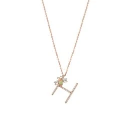LETTER H GOLD DIAMOND PERIDOT XSMALL NECKLACE
