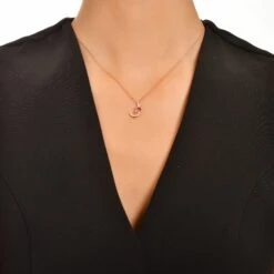 LETTER J GOLD RHODOLITE DIAMOND NECKLACE -Bee Goddess HARFJPRDFPGKL 3