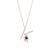 LETTER K GOLD RHODOLITE DIAMOND NECKLACE -Bee Goddess HARFKPRDFPGKL