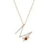 LETTER M GOLD DIAMOND GARNET XSMALL NECKLACE -Bee Goddess HARFMXSPGRPGKL