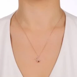 LETTER M GOLD DIAMOND GARNET XSMALL NECKLACE -Bee Goddess HARFMXSPGRPGKL 1