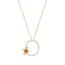 LETTER O GOLD DIAMOND CITRINE SMALL NECKLACE