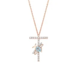 LETTER T GOLD BLUE TOPAZ DIAMOND NECKLACE -Bee Goddess HARFTPBTFPGKL 2 6893c380 a001 45ba 9258 6b94706e278a