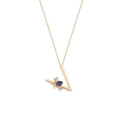 LETTER V GOLD SAPPHIRE NECKLACE