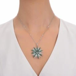 HERA GOLD DIAMOND EMERALD PENDANT -Bee Goddess HERACXLEMPPT 3