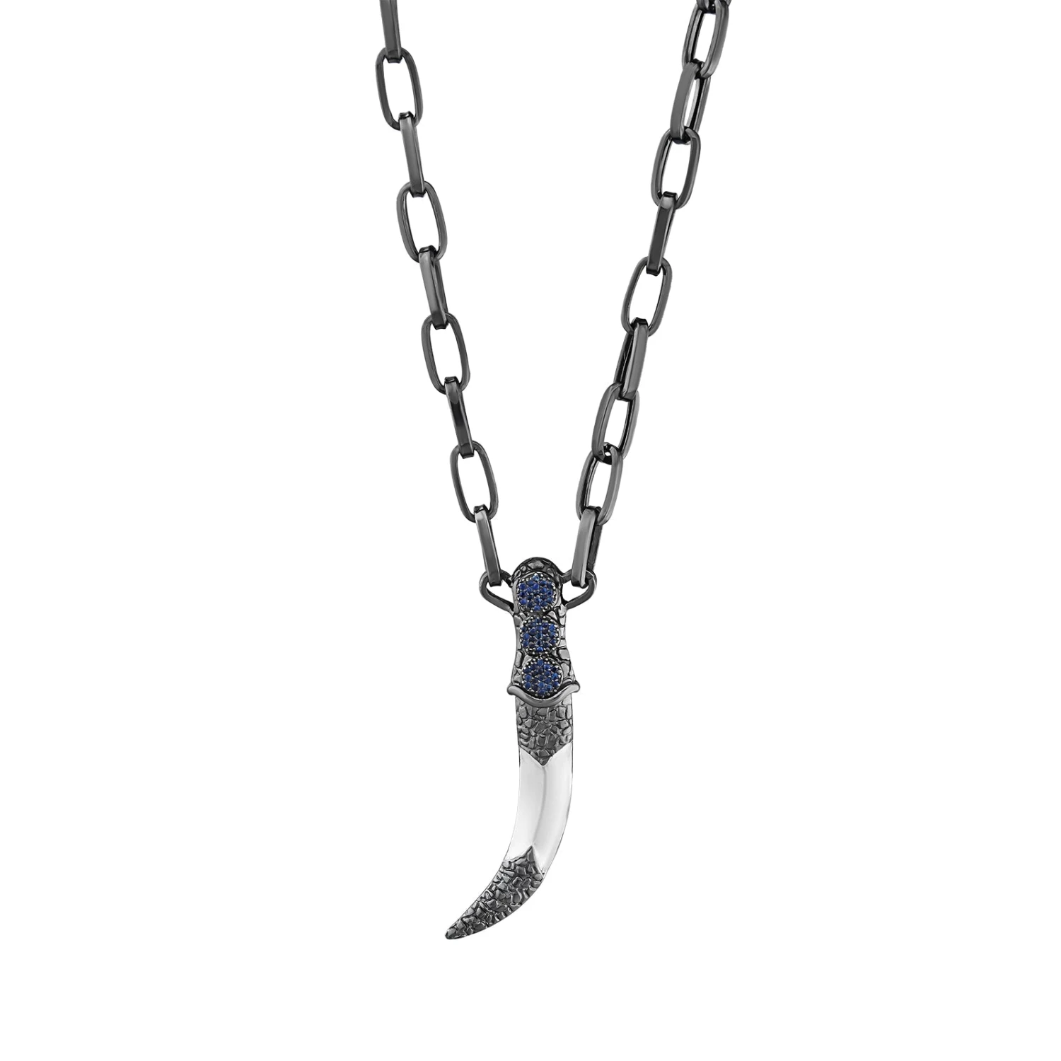 SWORD SILVER SAPPHIRE XLARGE CHAIN NECKLACE 4 SWORD SILVER SAPPHIRE XLARGE CHAIN NECKLACE - Image 2
