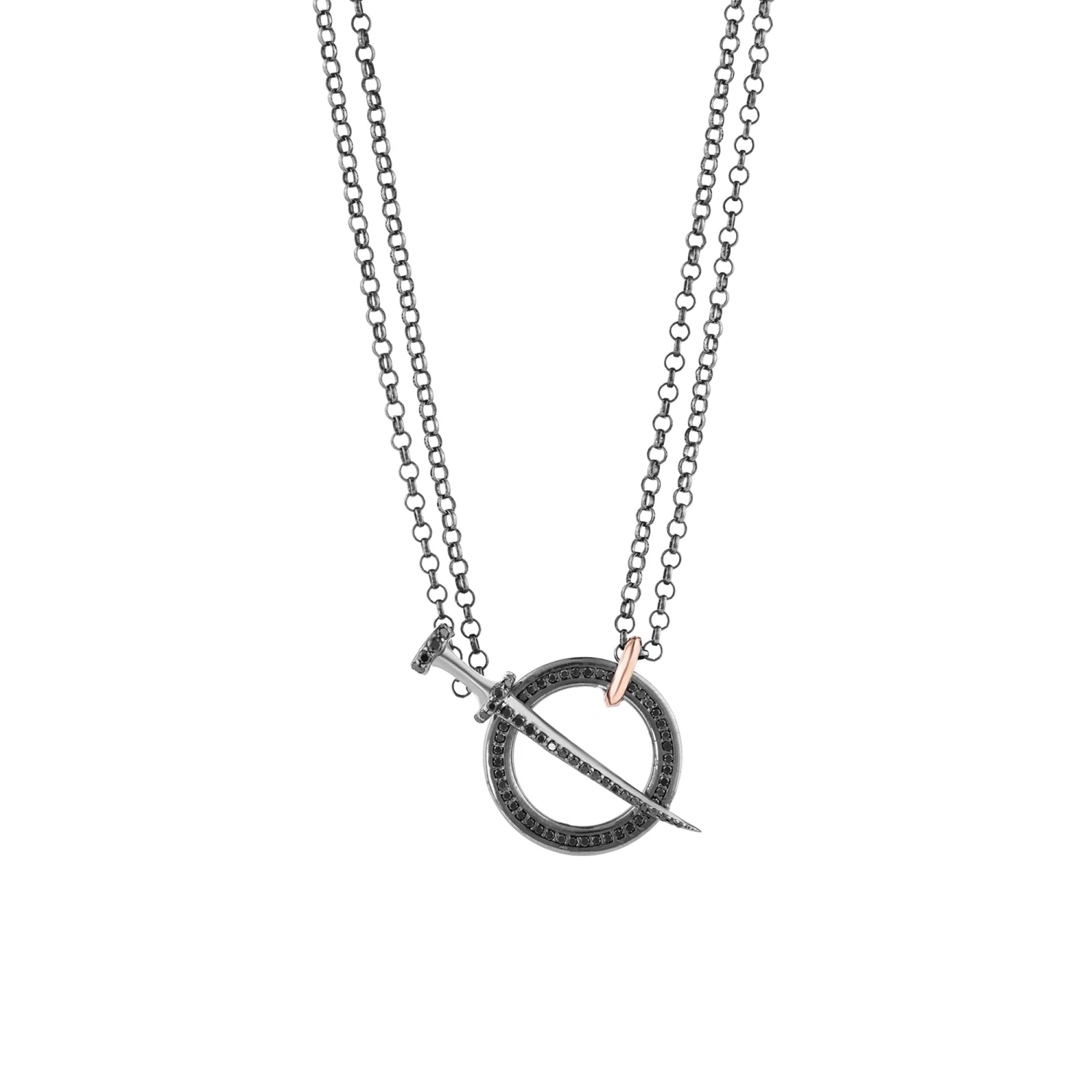 SWORD GOLD BLACK DIAMOND RING NECKLACE 3 SWORD GOLD BLACK DIAMOND RING NECKLACE