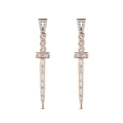 SWORD 18K GOLD DIAMOND LARGE EARRINGS
