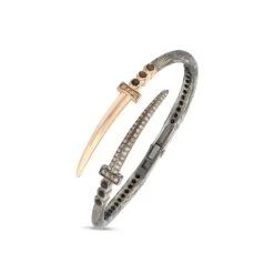 SWORD GOLD BLACK DIAMOND SMOKY TOPAZ BRACELET