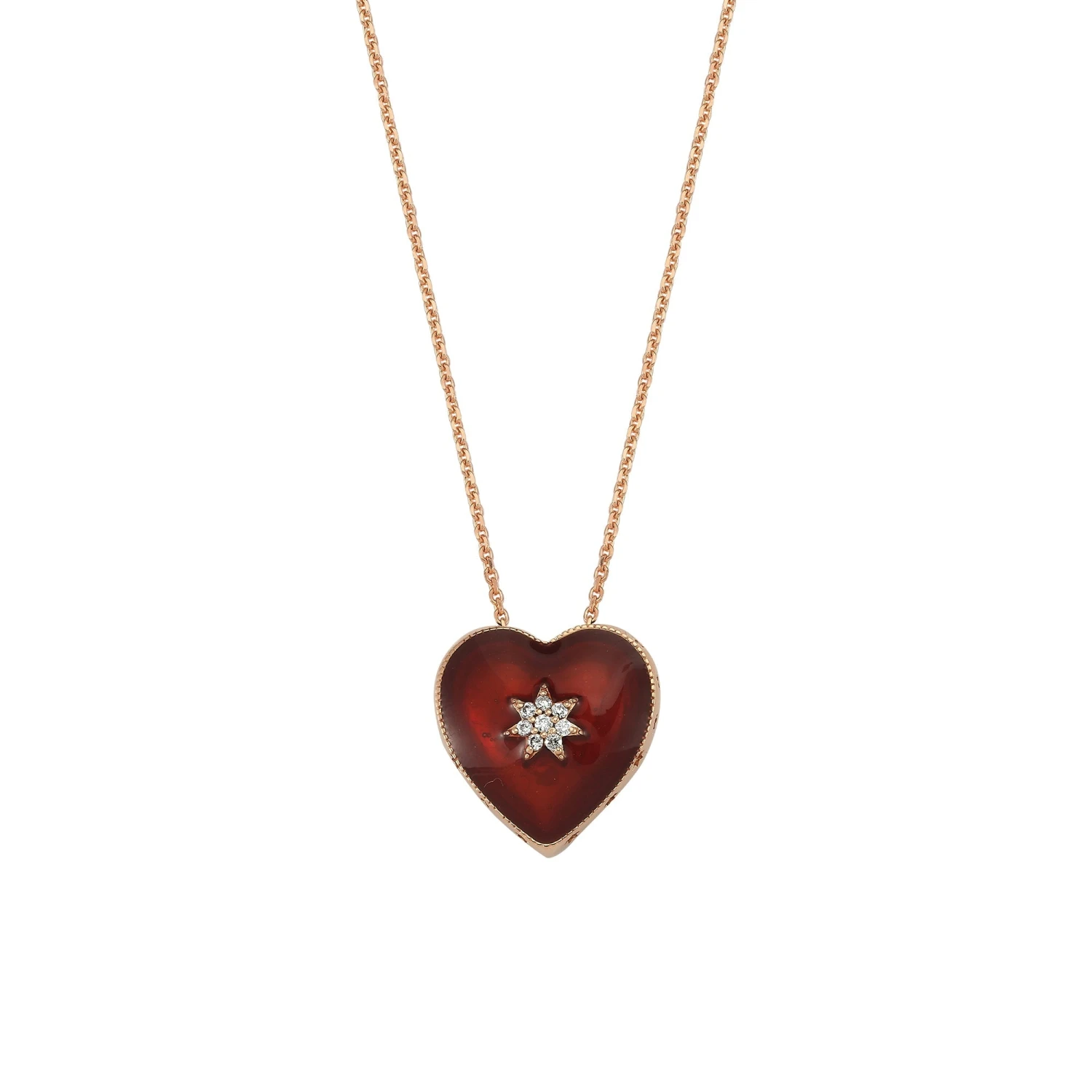 VENUS STAR GOLD DIAMOND RED ENAMEL NECKLACE 3 VENUS STAR GOLD DIAMOND RED ENAMEL NECKLACE