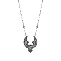 EAGLE SILVER BLACK DIAMOND XLARGE NECKLACE
