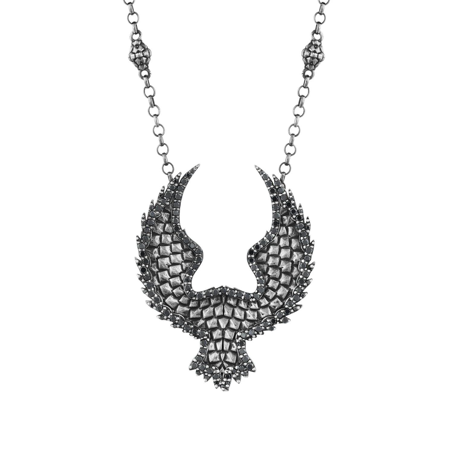 EAGLE SILVER BLACK DIAMOND XLARGE NECKLACE 4 EAGLE SILVER BLACK DIAMOND XLARGE NECKLACE - Image 2