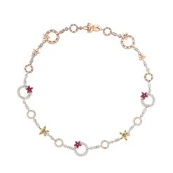 APPLE SEED 18K GOLD DIAMOND RUBY PERIDOT NECKLACE